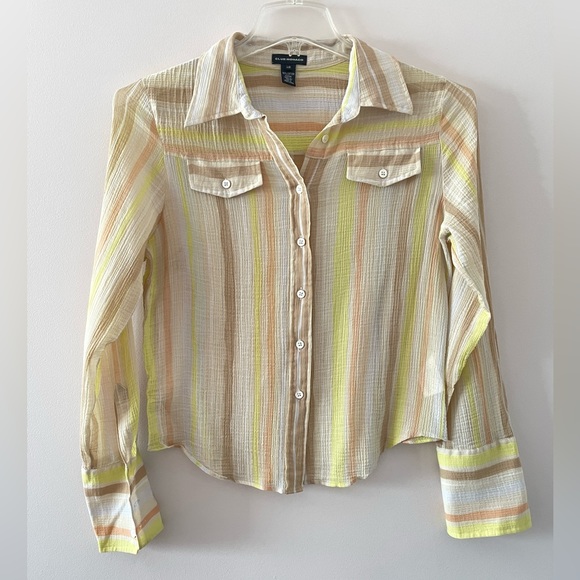 Club Monaco Tops - CLUB MONACO Cotton Striped Button Down Lightweight Long Sleeve Shirt Size Large